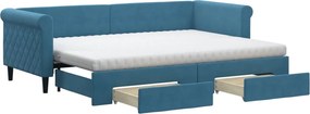 3197835 vidaXL Канапе с изтеглящо легло и чекмеджета синьо 80x200 см кадифе