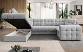 Ъглов диван Bale U-Светлосив-Ляв