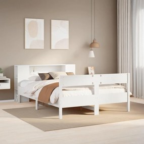 3322949 vidaXL Легло с етажерка за книги, без матрак, 140x200 см, бор масив