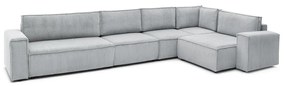 Светлосив ъглов диван от велур, десен ъгъл Nihad modular – Bobochic Paris