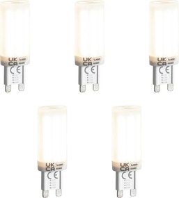 Комплект от 5 димируеми LED крушки G9 с 3 степени на димиране, опал, 4.5W, 500lm, 4000K