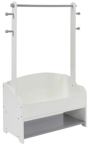 Дървена Стойка за Детски Дрехи, Етажерка с Рафтове за Съхранение - WHITE/GREY
