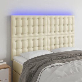 3122516 vidaXL LED горна табла за легло, кремава, 144x5x118/128 см