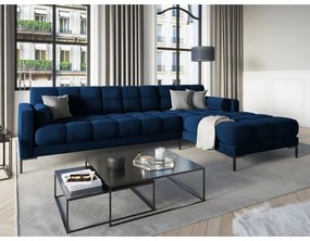 Тъмносин ъглов диван от кадифе , десен ъгъл Bali - Cosmopolitan Design