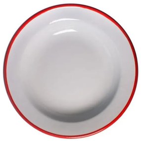 Емайлирана чиния дълбока ф22см крем/червено RETRO-(99/22 105+105)