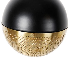 Индустриална подова лампа черна с месинг 2-светлина - Haicha