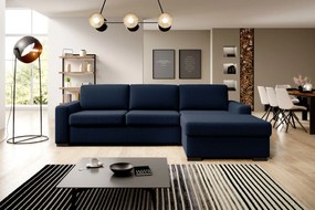 Ъглов Диван Орхидея-Тъмно Синьо-Десен