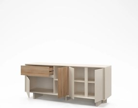 Скрин от дъбов декор В бежов и естествен цвят 180x76x45 cm Carpi – Marckeric