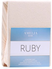 Бежов еластичен чаршаф от тери 140x200 cm Ruby – Restilo