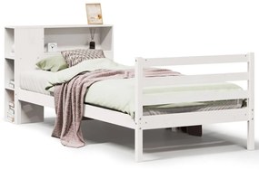 3321876 vidaXL Легло с етажерка за книги, без матрак, 90x200 см, бор масив