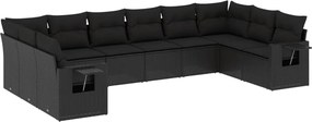 3253002 vidaXL Градински комплект диван с възглавници 10 части черен полиратан