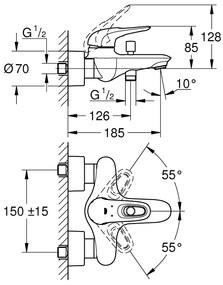 Батерийно тяло за баня Grohe Eurostyle New Cosmopolitan