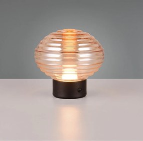 Черна и бежова настолна LED лампа със стъклен абажур (височина 14,5 см) Earl - Reality