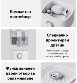 Овлажнител за въздух Xiaomi Lydsto F100S, 25W, 2.5 л, 3 степени, 200 мл/ч, Дисплей, Нощен режим, Таймер, Бял