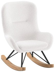 Бял люлеещ се детски стол от плат букле ROCKY – Vipack