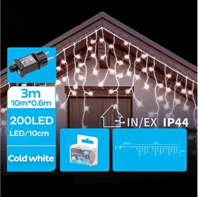 Brilagi - LED външен гирлянд 200xLED/8 функции 13x0,6m IP44 студено бяло