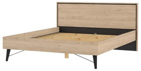 Двойно легло от дъбов декор с включена подматрачна рамка в естествен цвят 160x200 cm Ry – Tvilum