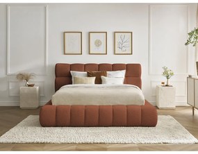 Оранжево двойно тапицирано легло с място за съхранение с включена подматрачна рамка 180x200 cm Mont Blanc – Bobochic Paris