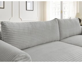 Светлосив разтегателен ъглов диван от рипсено кадифе (десен ъгъл) Lucien – Bobochic Paris