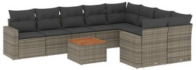 3224282 vidaXL Градински комплект диван с възглавници 10 части сив полиратан