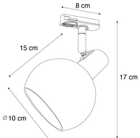 Модерен черен прожектор за 1-фазна релсова система - Iconic Lava