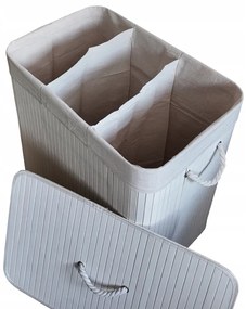 Бамбуков кош за пране - 3 камери, 150 л Eстествен