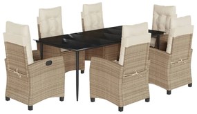 3212809 vidaXL Градински комплект с възглавници, 7 части, бежов полиратан