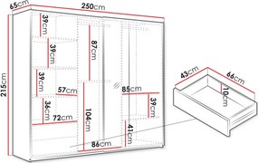 Гардероб Boston 250 плъзгащ-Графит