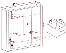Гардероб 4-врати Wieden-White
