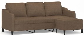 3201138 vidaXL 3-местен диван с табуретка, кафяв, 180 см, плат
