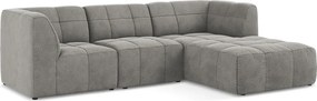 Сив кадифен ъглов диван (десен ъгъл) Aloha – Makamii