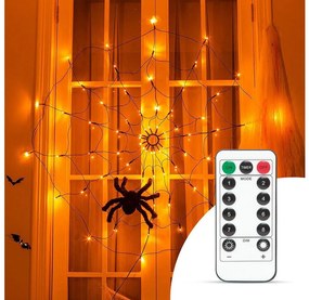 LED Декоративни лампички HALLOWEEN LED/5V/8 функции паяжина + дистанционно