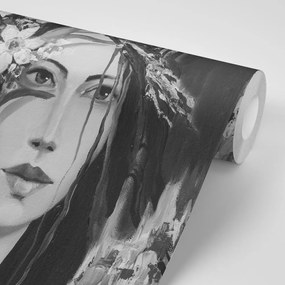 Тапет – Черно-бяла оригинална живопис на жена
