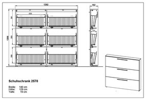 Сив и бежов шкаф за обувки с панти Utah - Germania