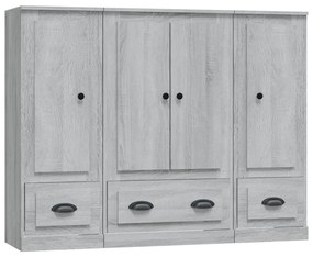 3185301 vidaXL Високи шкафове, 3 бр, сив сонома, инженерно дърво