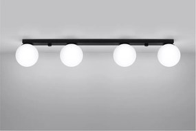 Черно осветително тяло за таван със стъклен абажур ø 12 cm Umerta – Sollux