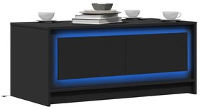 851985 vidaXL Маса за кафе с LED осветление, черна, инженерно дърво