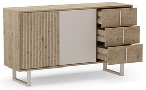 Сиво-естествен нисък скрин от декор от дъб 140x80 cm Millay – Marckeric