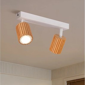 Brilagi - Точково осветително тяло MODERN WOOD 2xGU10/8W/230V дърво/бяло