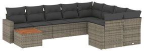 3224289 vidaXL Градински комплект диван с възглавници 10 части сив полиратан