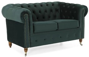 Диван Chesterfield в цвят тъмнозелено, двуместен 150х86х80 см