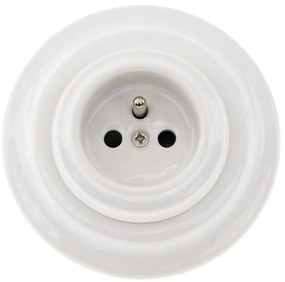 Bohemia-Design - Порцеланова ретро битова розетка с рамка 250V/16A, бяла