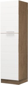 Висок подов шкаф Hudson K23-60-1KF-Walnut - White