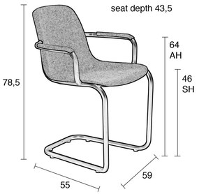 Светлорозови трапезни столове в комплект от 2 броя Thirsty - Zuiver