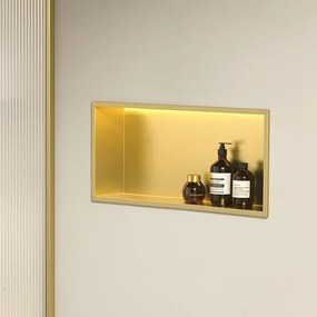 Вграден рафт за баня  LED 30x60 brush gold