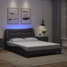 3213930 vidaXL Рамка за легло с LED без матрак Hvar сива 140x190 см
