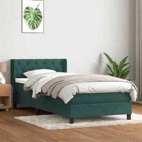 3318348 vidaXL Box Spring легло с матрак Тъмнозелено 80x210 cm Кадифе
