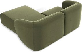 Зелен кадифен ъглов диван (десен ъгъл) Lani – Makamii