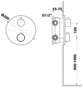 Матово-черна вградена душ батерия (2 изхода) – Sapho
