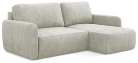 Кремав шенилов разтегателен ъглов диван с място за съхранение (десен ъгъл) Lilo – Makamii